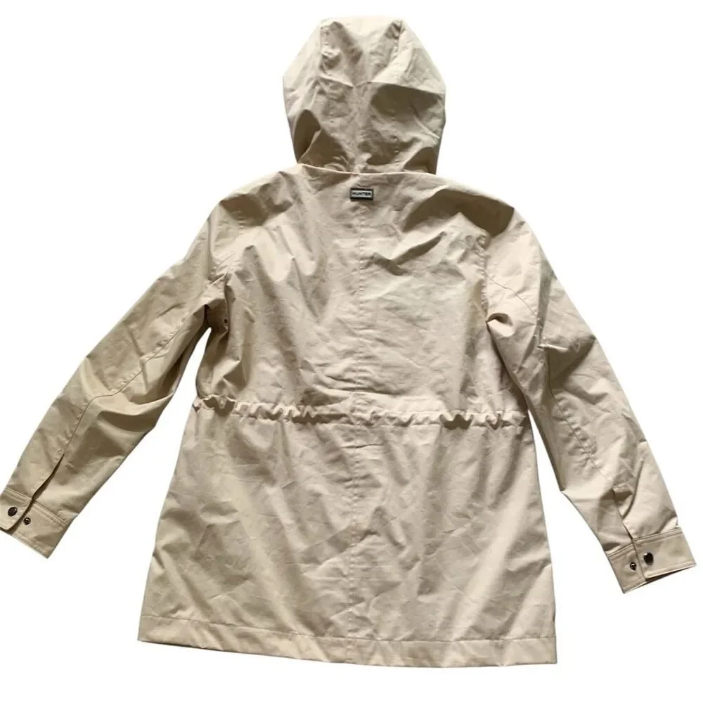 NEW NWOT Hunter Adela Cinched Waist TAN Rain Jacket Coat sz S